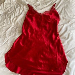Victoria Secret red silk slip dress